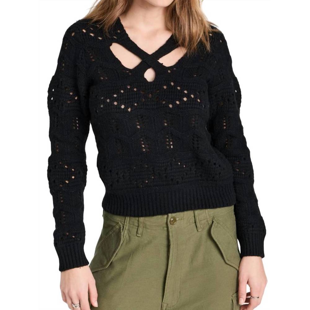NEW SEA cole cable knit cut out sweater in black